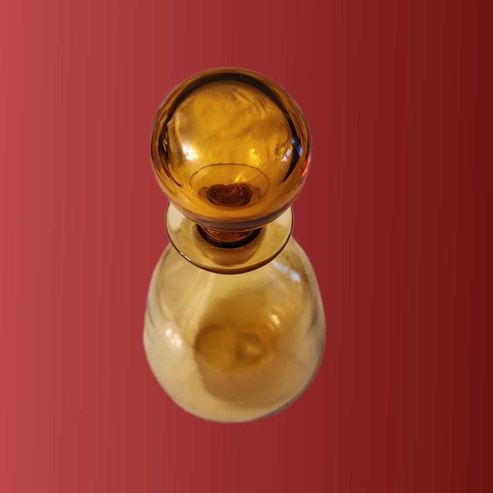 Vintage MCM Blenko #7412 Wheat Glass Decanter with Original Stopper 11in
